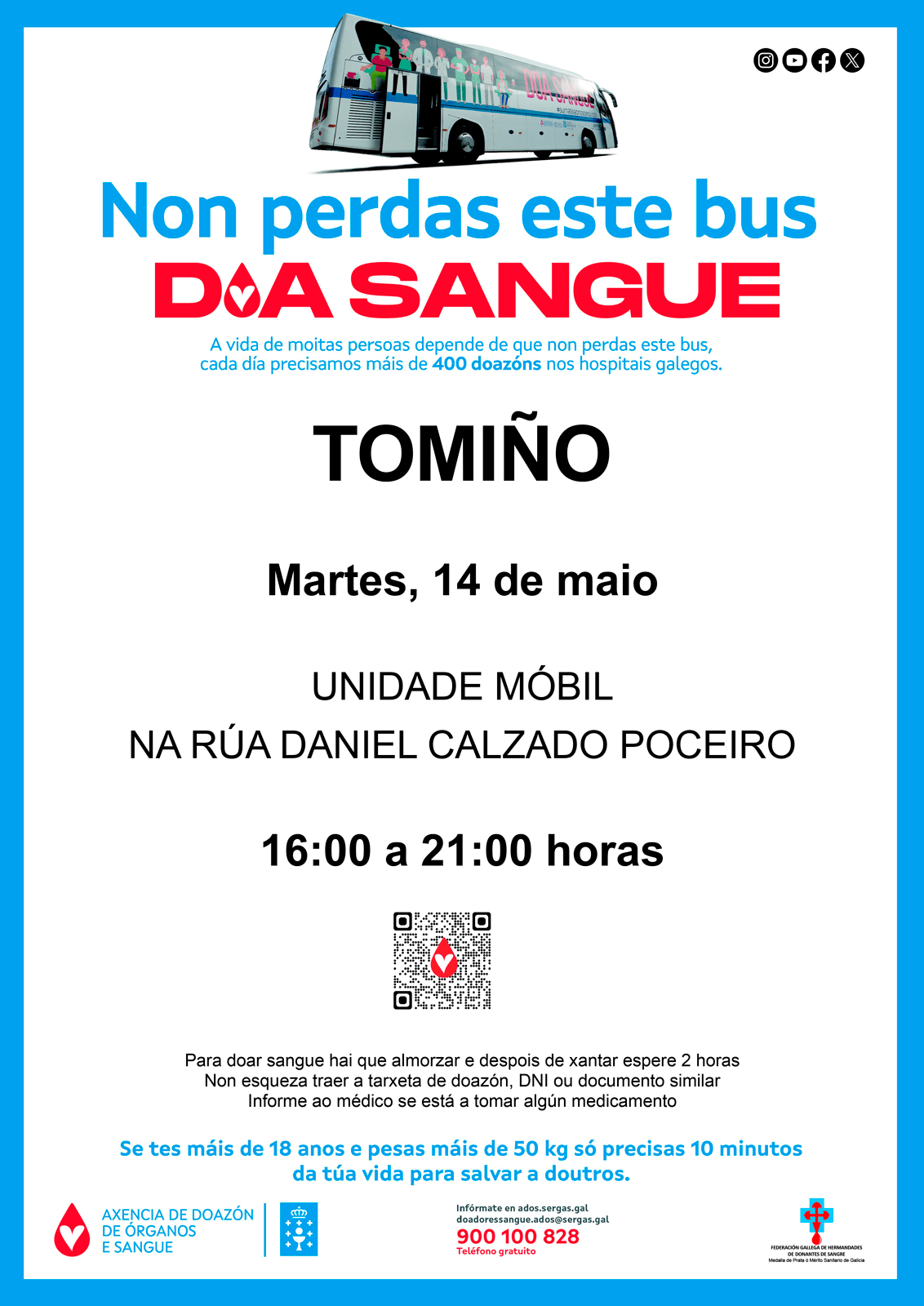 Unha unidade móbil de doazón de sangue visitará Tomiño o vindeiro 14 de maio
