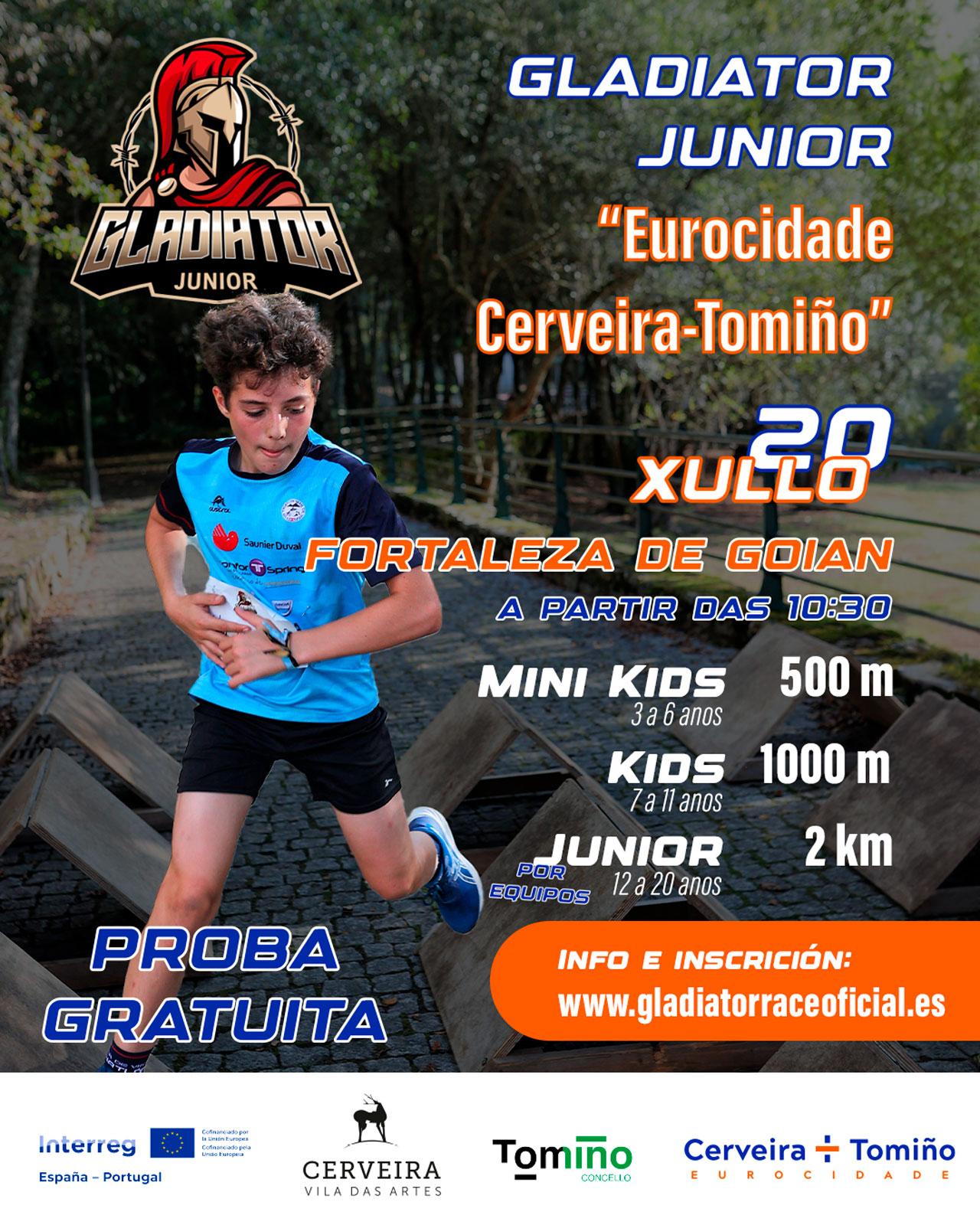 400 prazas dispoñibles para enfrontarse ao reto da Gladiator Race Junior da Eurocidade Cerveira-Tomiño